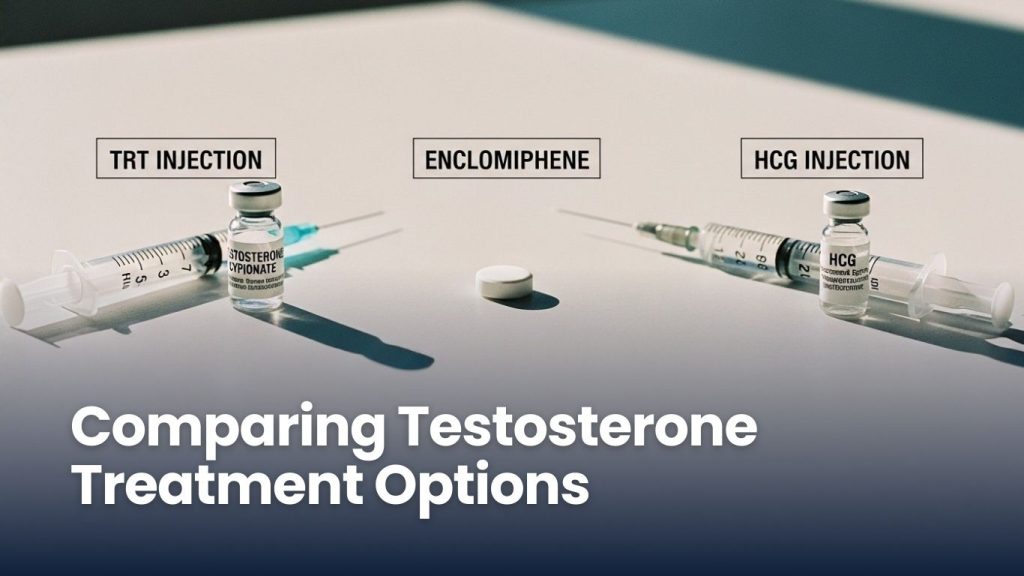 Comparing Testosterone Treatment Options: TRT, Enclomiphene, and HCG