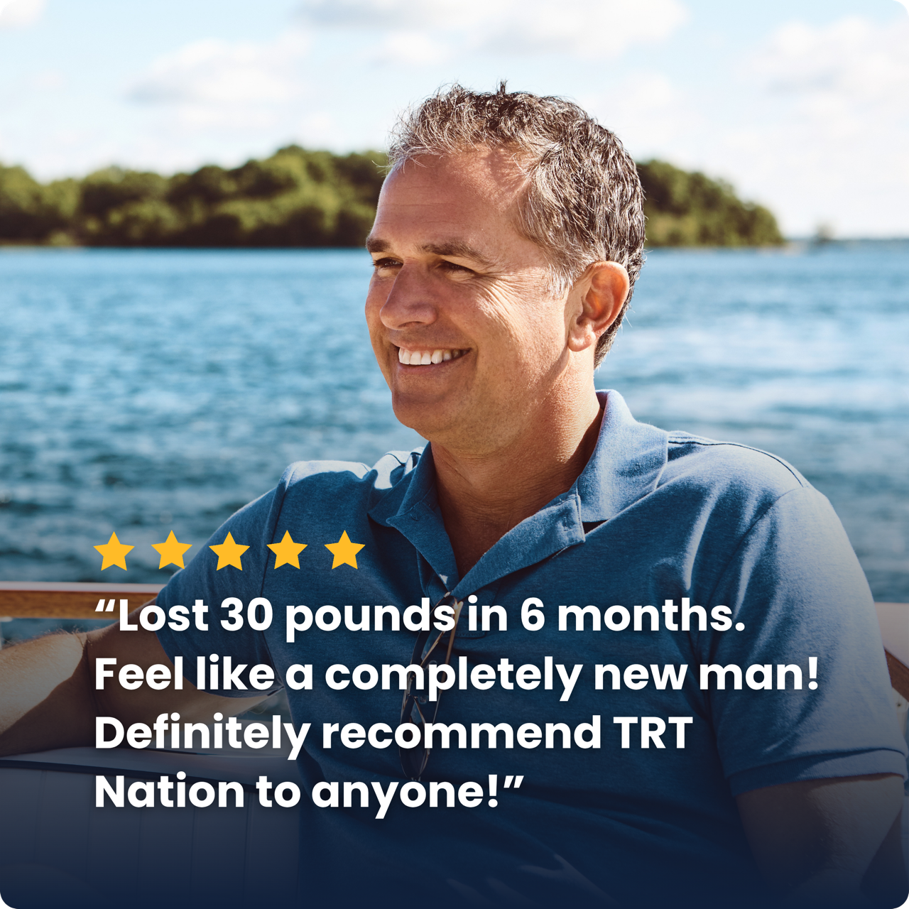 “Lost 30 pounds in 6 months. Feel like a completely new man! Definitely recommend TRT Nation to anyone!”